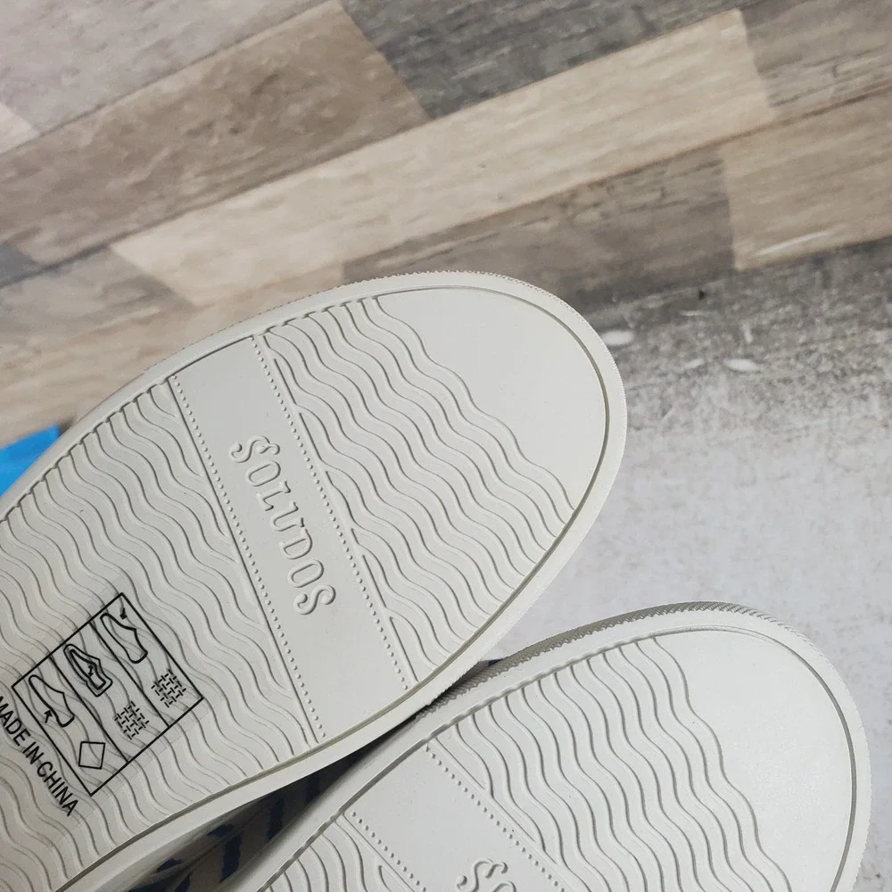 Soludos Marin Stripe Womens Shoes Sz 5.5 B Casual Sky Blue White Lace Up Sneaker